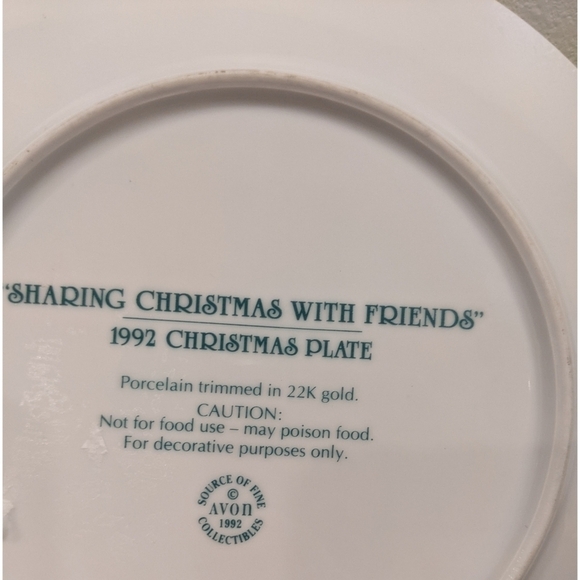 Avon 1992 Christmas Decorative Plate 22K Gold - Picture 4 of 4